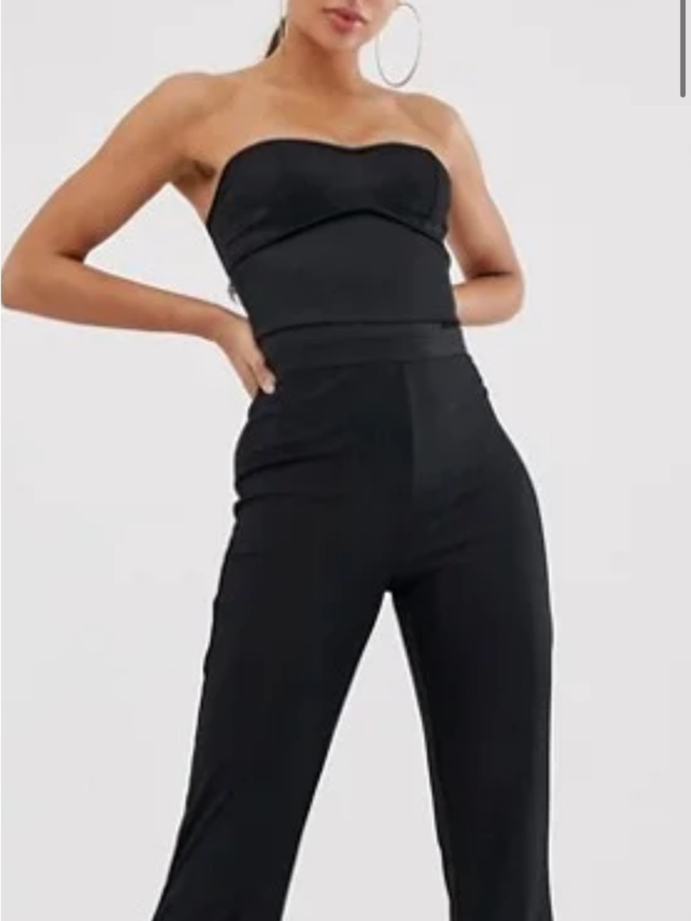 The Girlcode Strapless Black satin Bodysuit with structured bodice. NWT